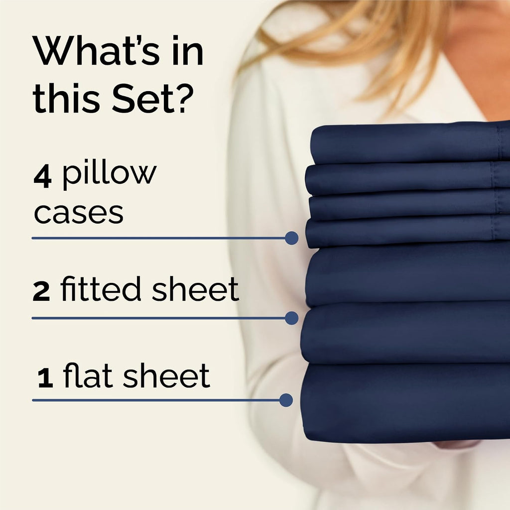 Split King 7 Piece Sheet Set - Comfy, Breathable & Cooling - Soft Hotel Luxury Bedding for Women, Men, Kids, Teens and Children - 1 Flat…