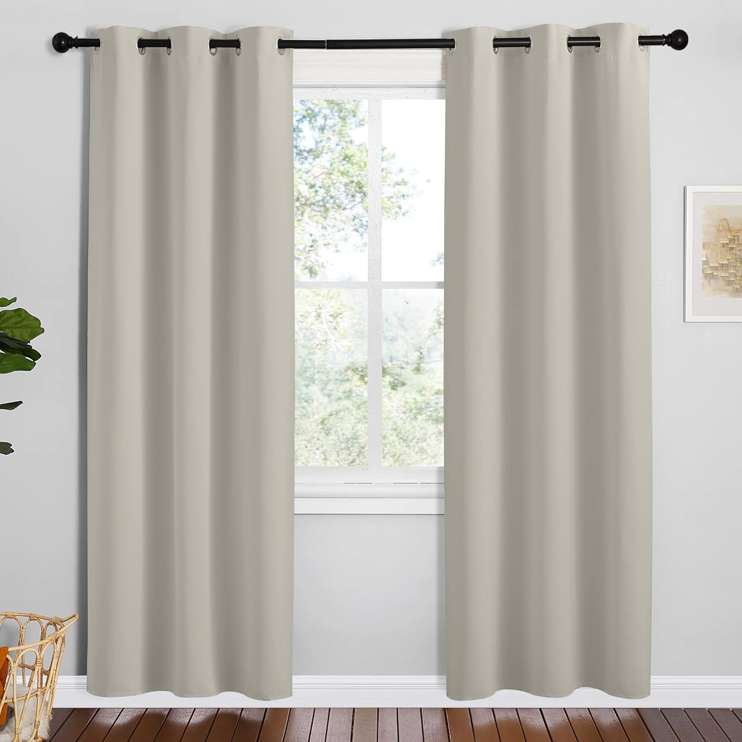 NICETOWN Kitchen 78 inches Long Curtains for Decoration, Natural, 2 Panels, 42 inches Wide, Thermal Insulated Grommet Room Darkening…