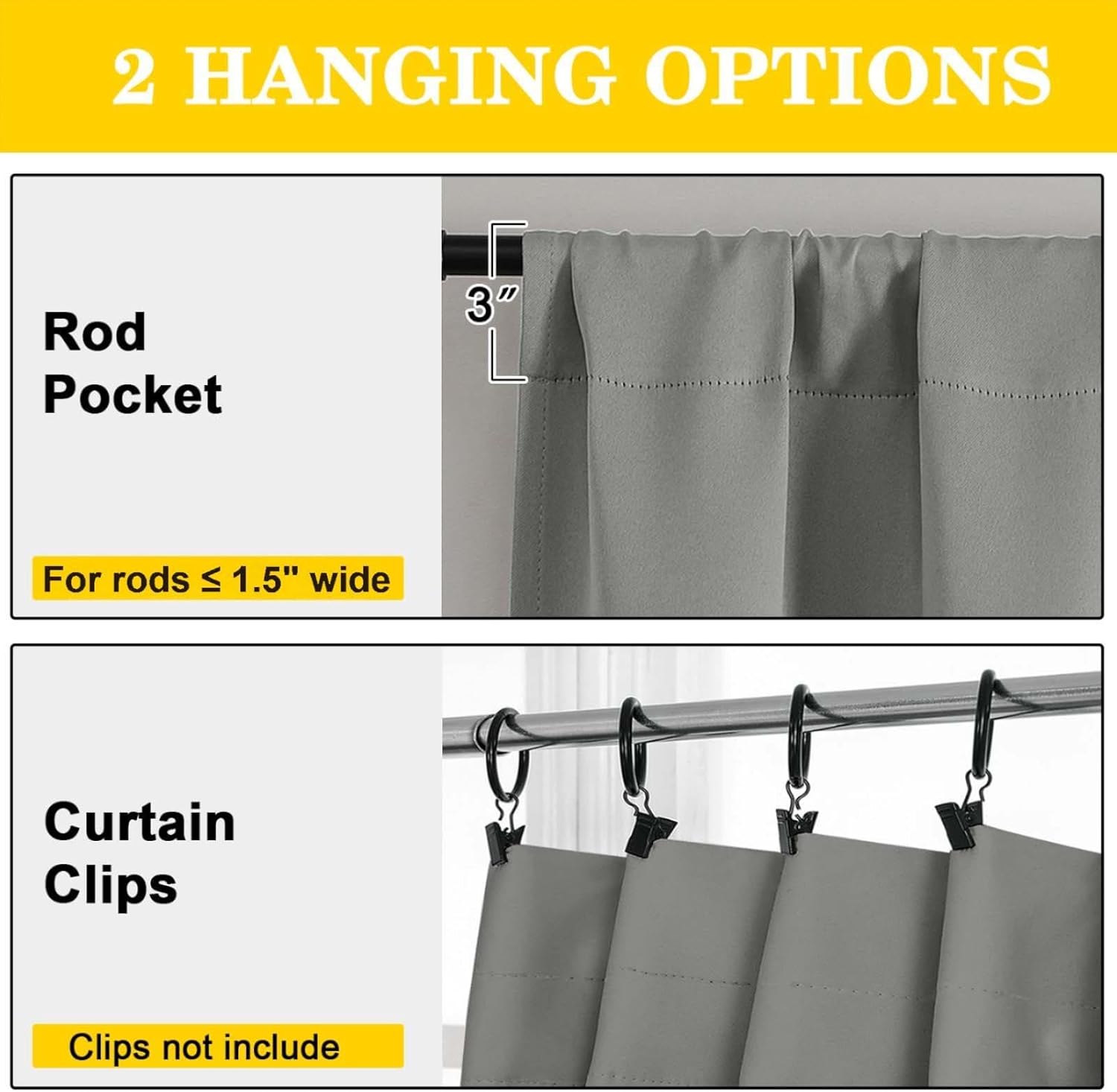 WelvetBLK Light Grey Room Darkening Curtains for Bedroom Living Room 45 Inch Length 2 Panels Set, Soft Solid Thermal Insulated Rod Pocket S…