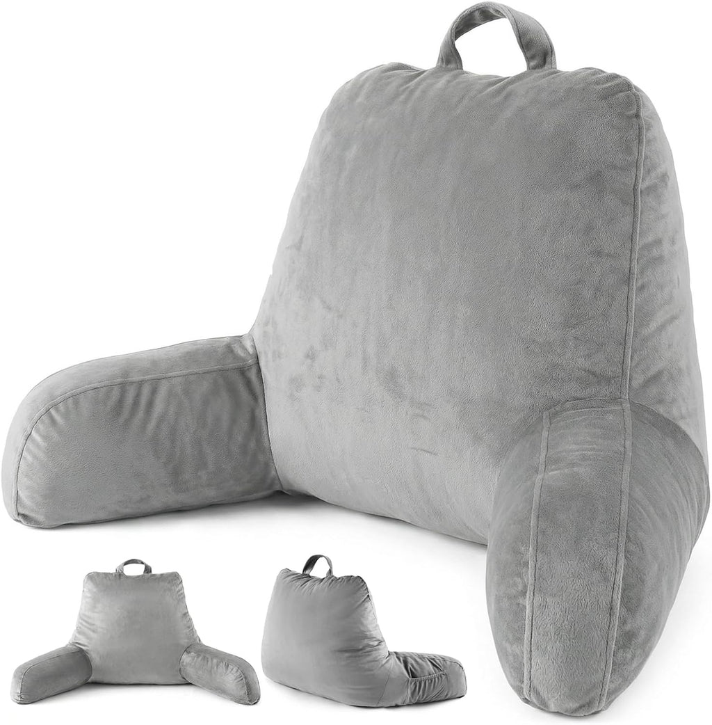 ACH Reading Pillow with Arms for Adults - Adjustable Memory Foam Bed Rest Pillow, Lumbar & Neck Back Support, Soft Velvet Cover Machine…