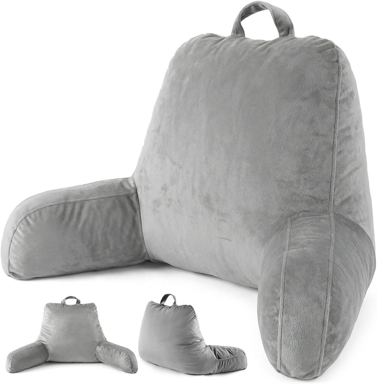 ACH Reading Pillow with Arms for Adults - Adjustable Memory Foam Bed Rest Pillow, Lumbar & Neck Back Support, Soft Velvet Cover Machine…