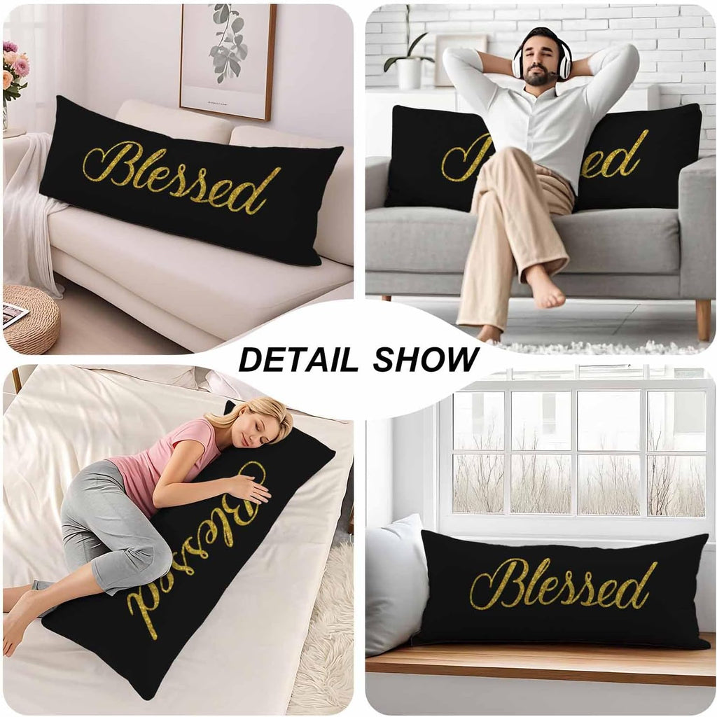 Body Pillowcases with Zipper Blessed, Golden Christian Verse Body Pillow Covers Cushion Case 20 X 54 Inch, Bible Quote Outdoor Body…