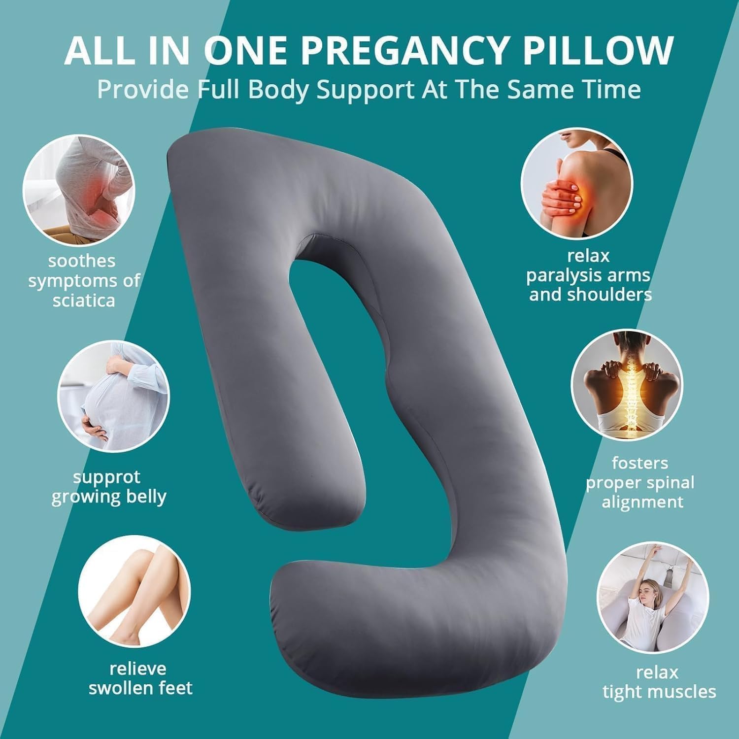 Sasttie Pregnancy Pillows for Sleeping, Jumbo U Shaped Cooling Full Body Pillow with Removable Cover, Pregnant Women Must Haves, Maternity…