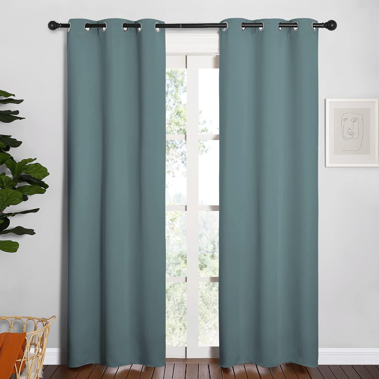 NICETOWN Modern Blackout Curtains Noise Reducing, Thermal Insulated and Privacy Room Darkening Drape Panels for Boy's Guest Room Door…