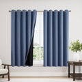 ChrisDowa 100% Blackout Curtains 63 inch Long for Bedroom with Black Liner, Extra Wide 2 Thick Layers Total Blackout Thermal Insulated Grom…