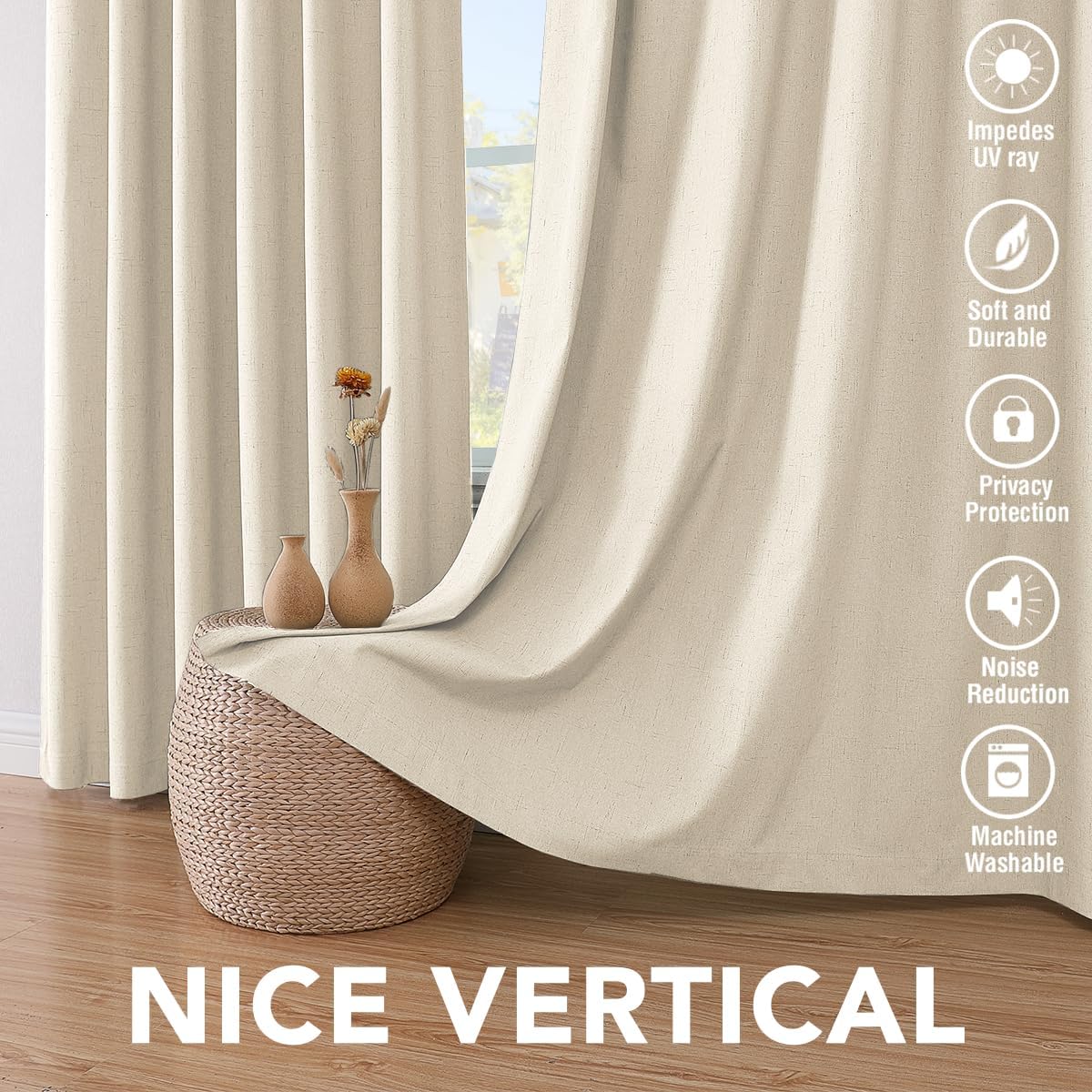 H.VERSAILTEX 100% Blackout Curtains for Bedroom Thermal Insulated Linen Textured Curtains Heat and Full Light Blocking Drapes Living Room…