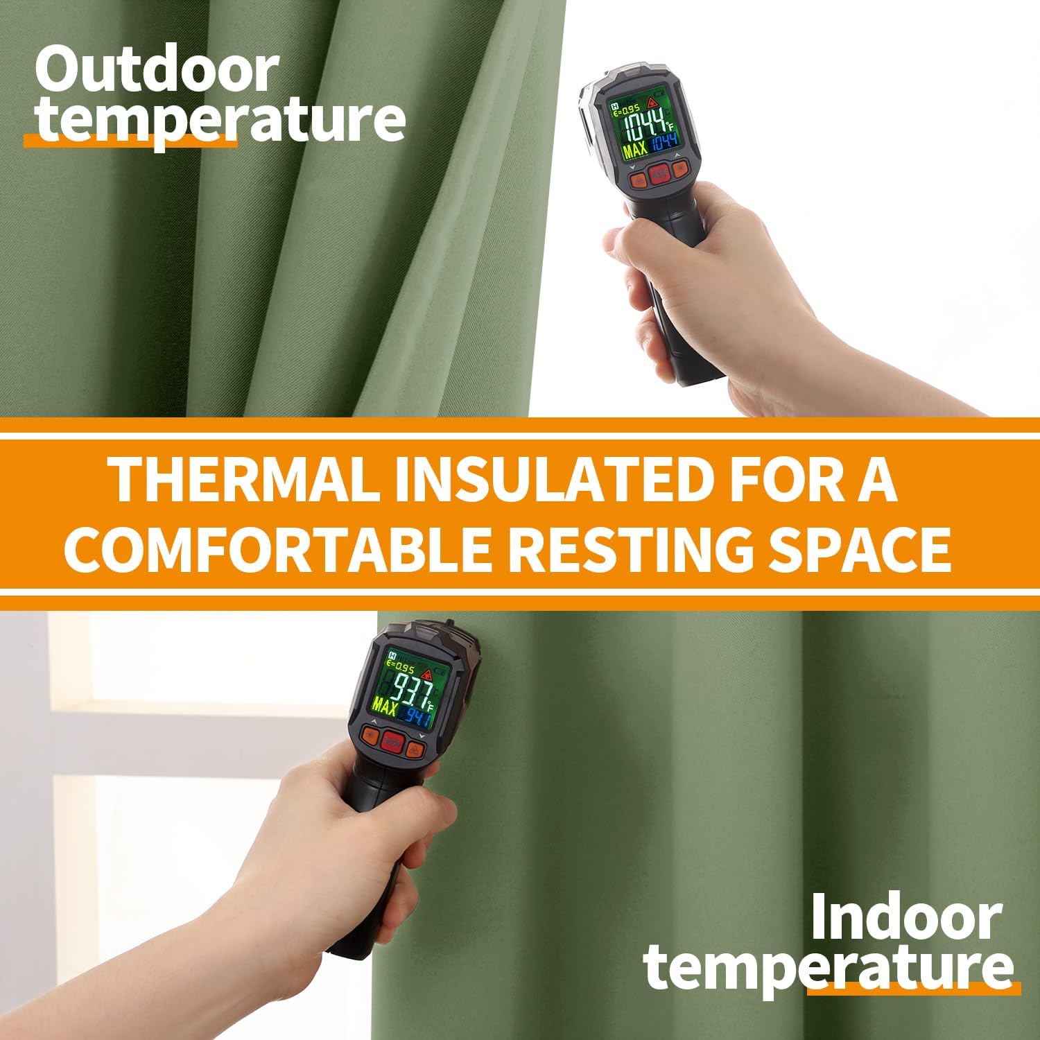 YoungsTex Olive Green Blackout Curtains 68 Inches Length - Thermal Insulated with Grommet Room Darkening Window Drapes for Living Room Bedr…