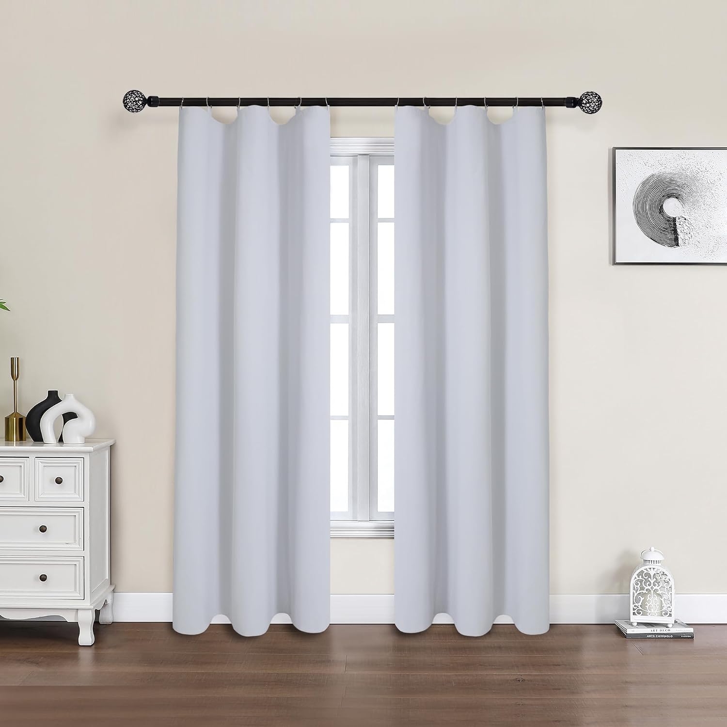 Chyhomenyc 2 Panels 100% Blackout Curtain Liners with 13 Rings, Blackout Liners for Behind Curtains for 84 Inch Curtains, Each 40Wx80L, 2…