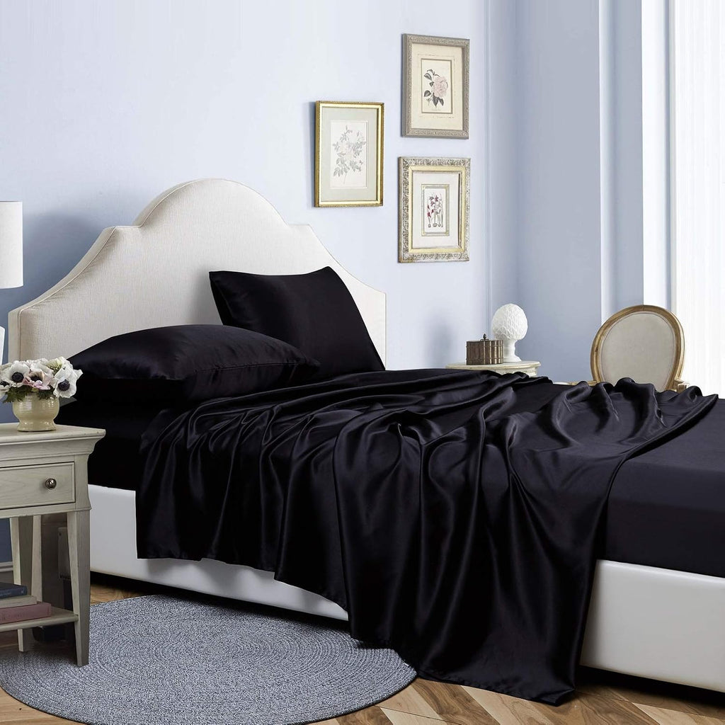 Lcbd Satin Pillowcase Queen Size for Hair and Skin, Black Silk Satin Pillowcases Set of 2, Satin Cooling Pillow Covers with Envelope Closur…