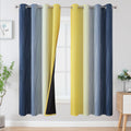 Estelartextiler Estelar Textiler Navy Blue and Yellow Blackout Curtains 72 Inch Length 2 Panels Set, Full Room Darkening Grommet Ombre Curt…