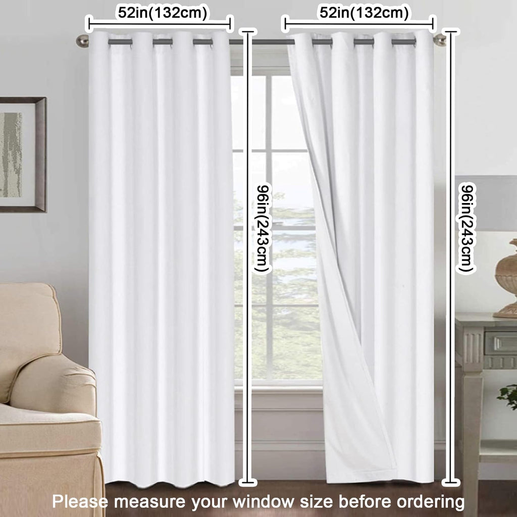 H.VERSAILTEX Pure White Curtains 96 inches Long, 100% Blackout Curtains for Bedroom Thermal Insulated Linen Textured Curtains Living Room…