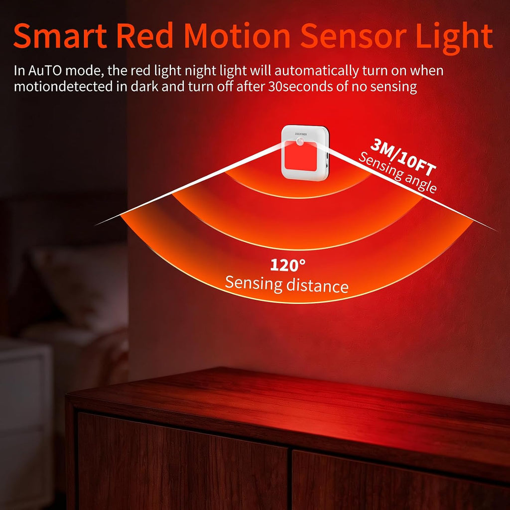 Zocifiner Red Light Motion Sensor Night Lights Rechargeable Battery Red Light Stick-on Magnetic Red Lights Red Night Light for Ba…