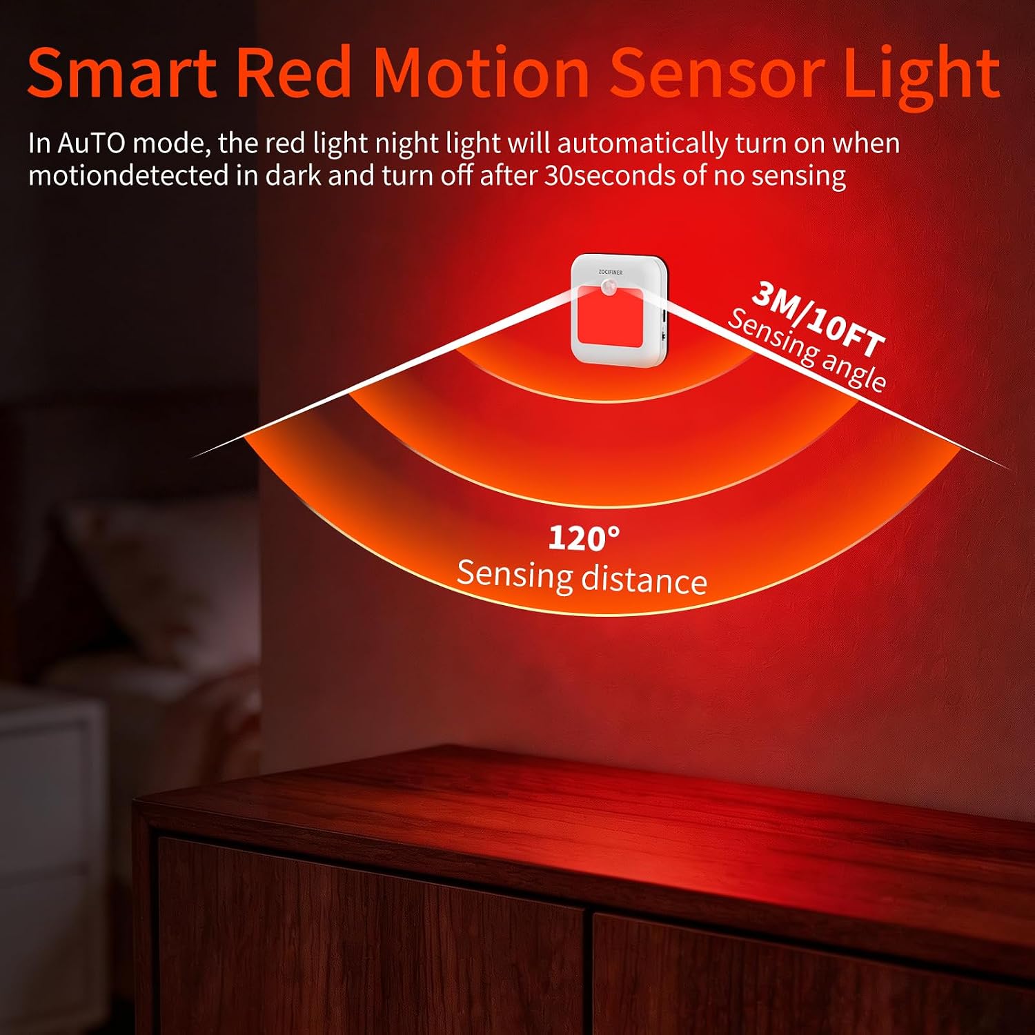 Zocifiner Red Light Motion Sensor Night Lights Rechargeable Battery Red Light Stick-on Magnetic Red Lights Red Night Light for Ba…