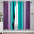 Estelartextiler Estelar Textiler Ombre Teal and Purple Blackout Curtains 72 Inch Length 2 panels, Grommet Thermal Insulated Gradient Drapes…