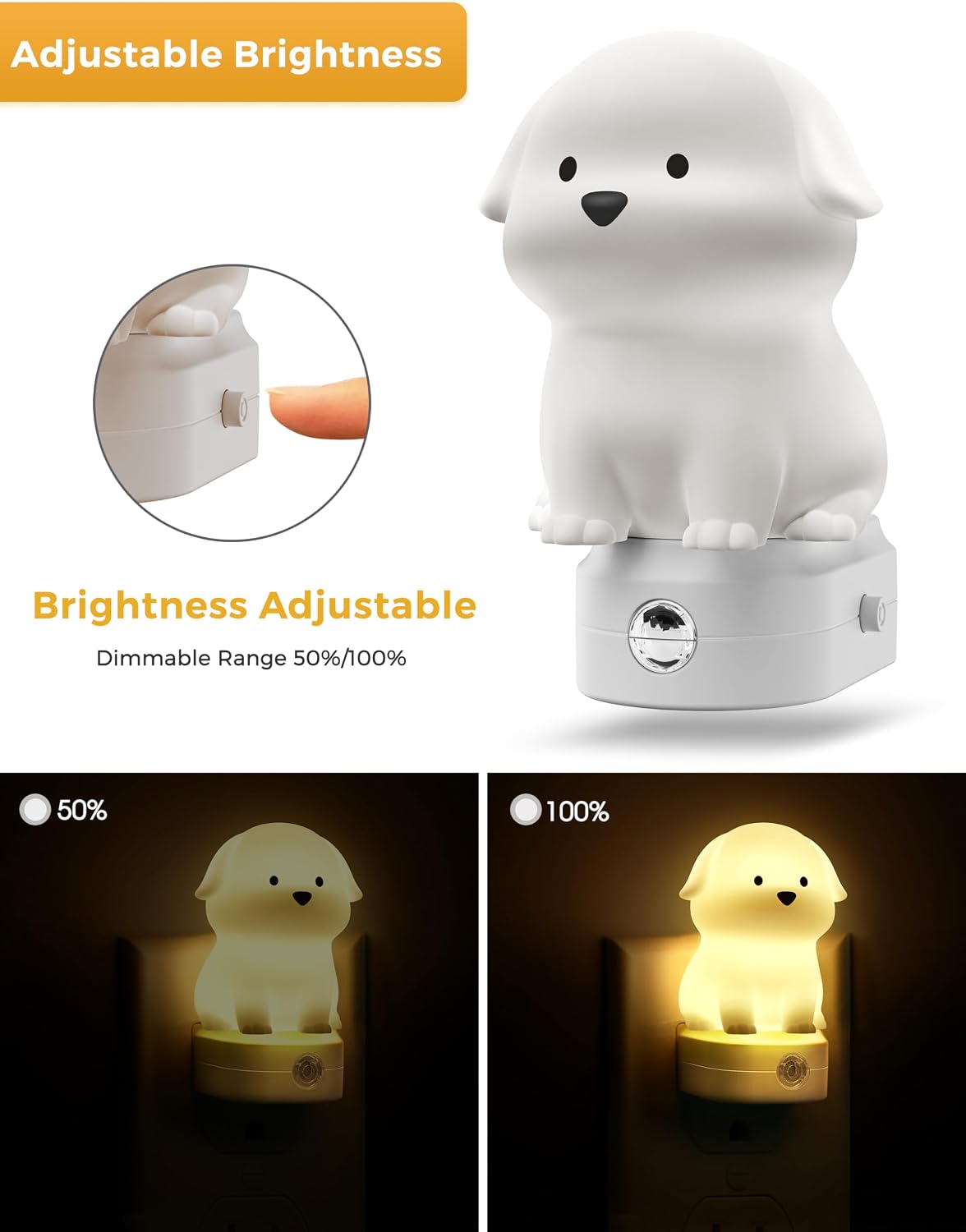 L LOHAS LED Plug in Night Light for Kids, 3D Cute Puppy Night Lights with Dusk to Dawn Sensor, RGB+Soft White 3000K Dog Night Light…