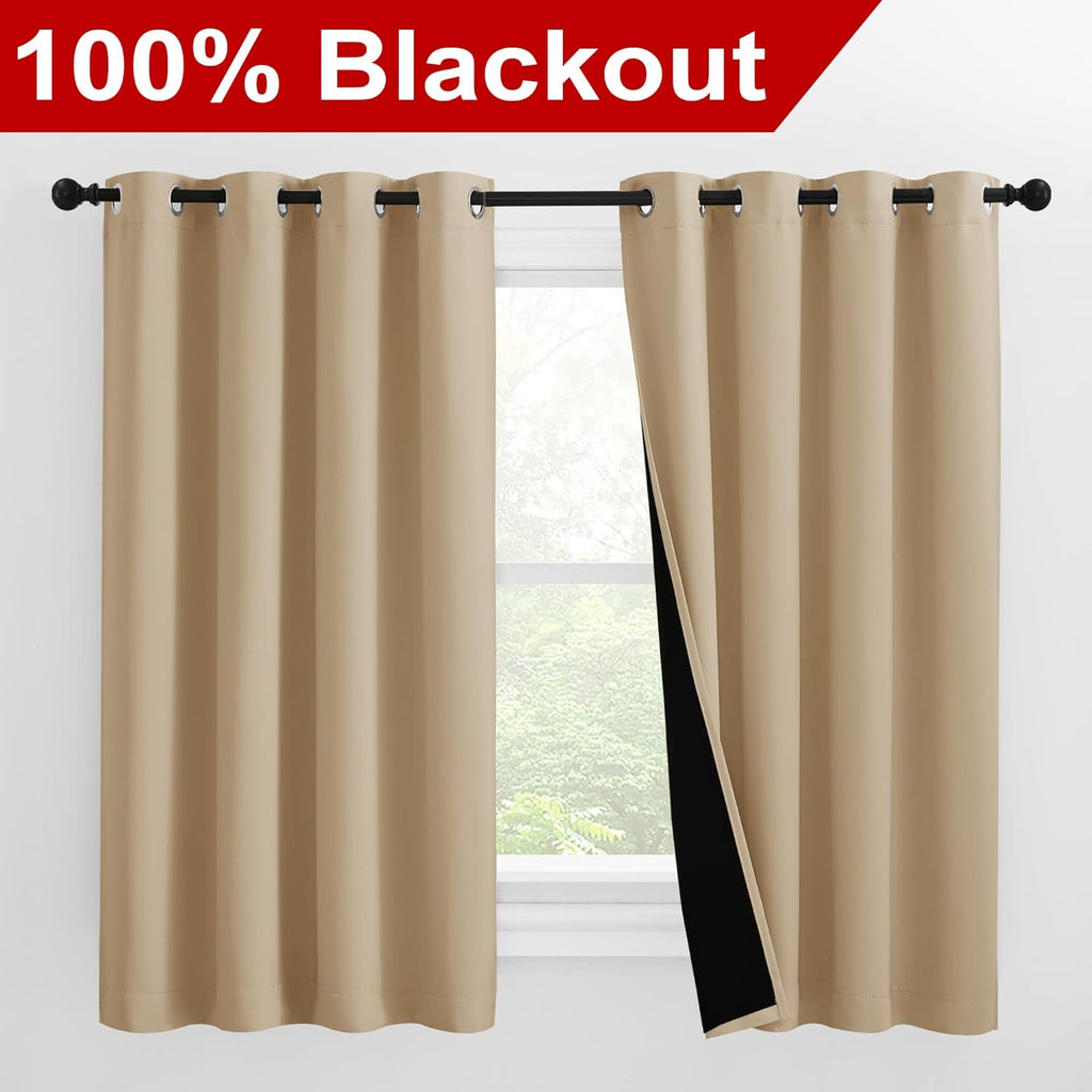 Nicetown Cold Reducing Curtains, Bedroom Full Blackout Curtain Panels, Great Job for Blocking Light, Complete Blackout Draperies with Black…