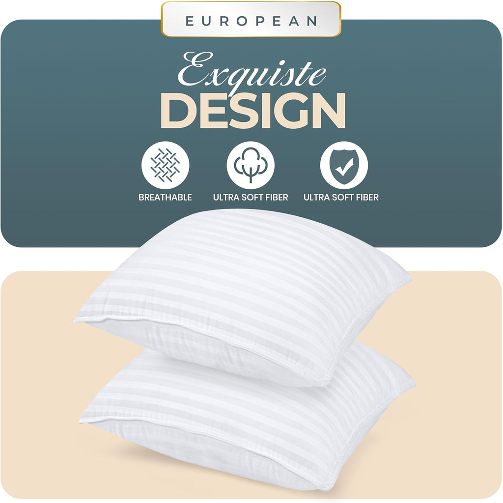 Utopiabedding Utopia Bedding Bed Pillows for Sleeping Euro Pillows 26x26 Size (White), Set of 2, Down Alternative Pillow for Sleeping, Cool…