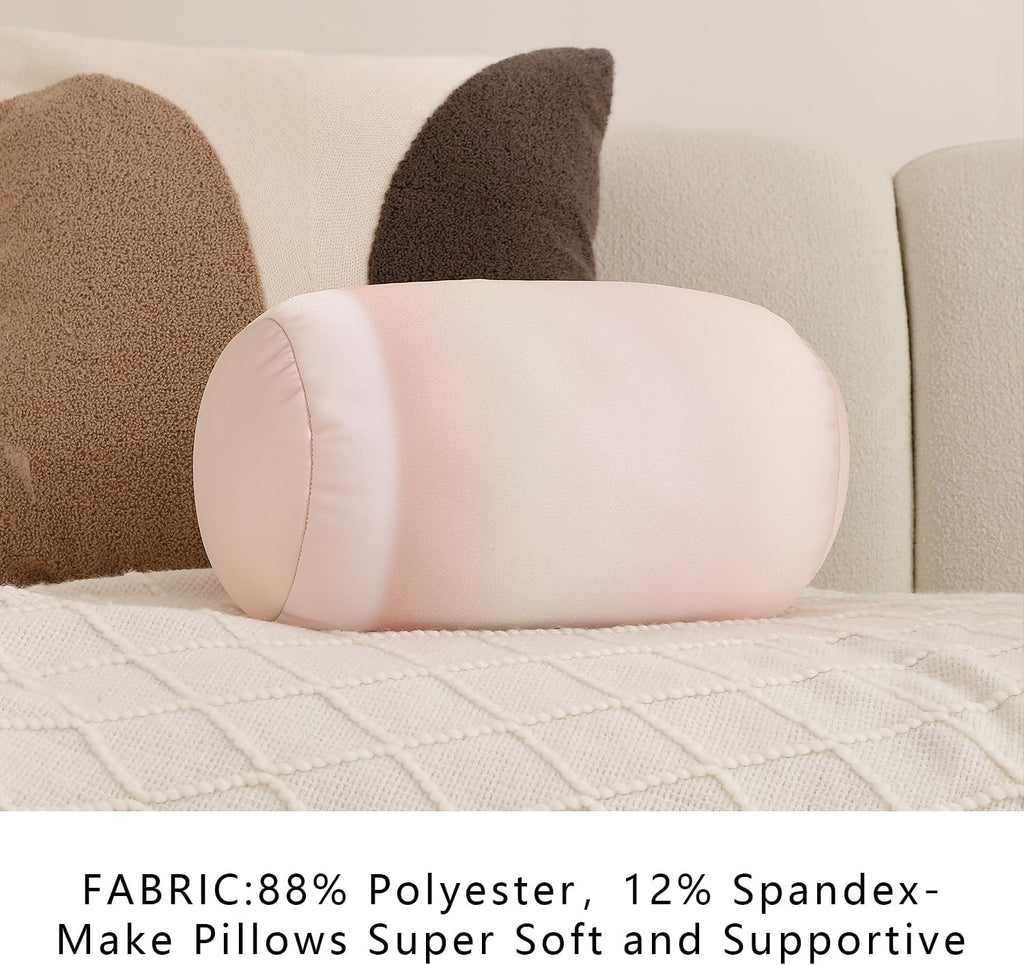 Squish Bean Bed Microbead Pillow Bolster Tube Body Pillow Smooth Cool Touch Fabric Neck & Back Support Throw Travel Pillow Fun Colors…