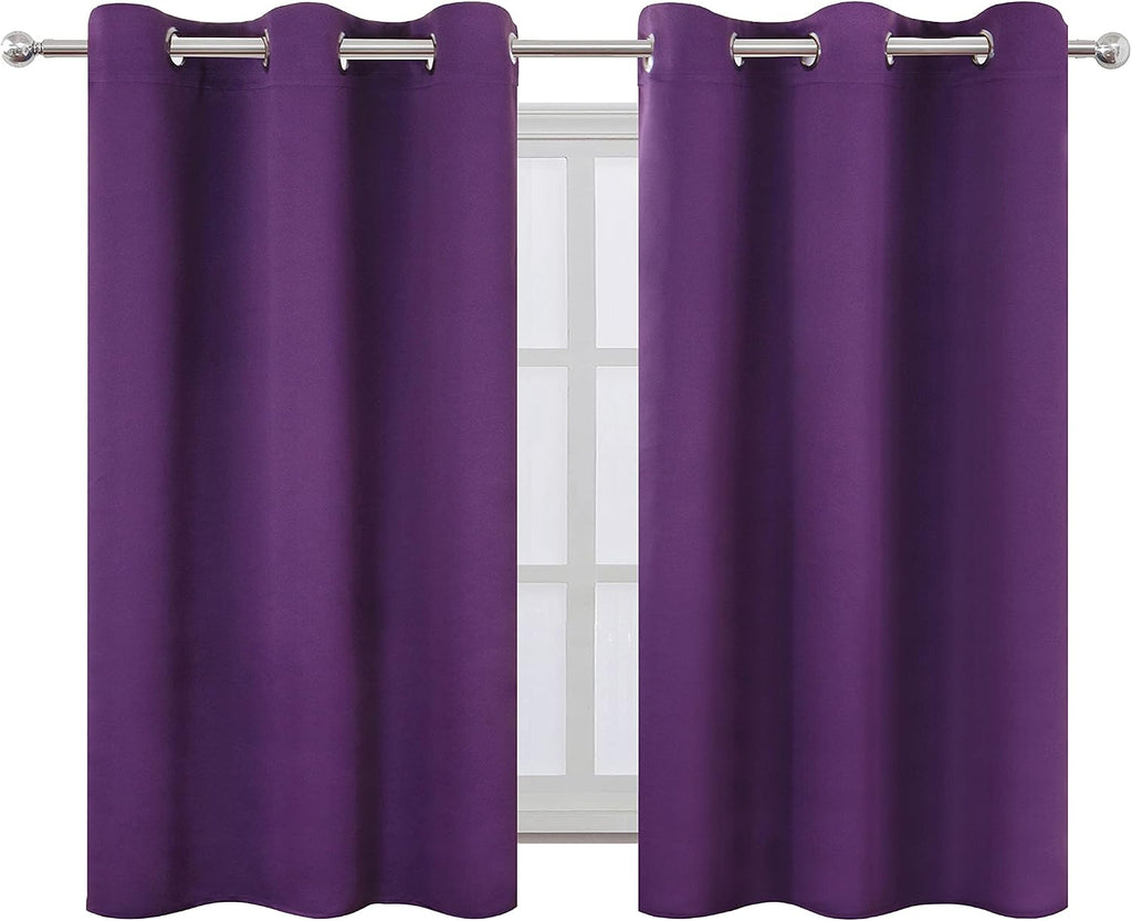 Lemomo Purple Thermal Blackout Curtains/38 x 54 Inch/Set of 2 Panels Room Darkening Curtains for Bedroom 54 Inch silver