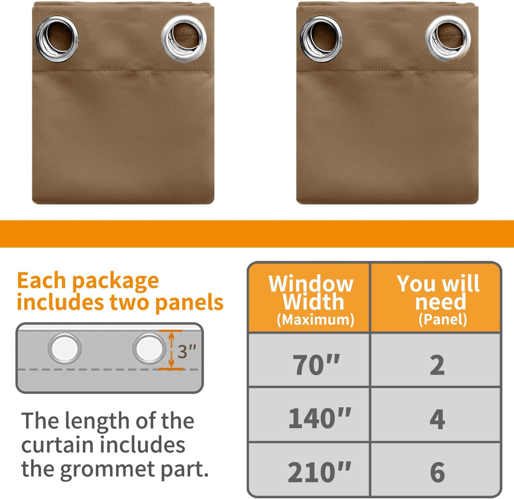 YoungsTex Taupe Blackout Curtains for Bedroom 63 Inch Length - Thermal Insulated Window Drapes with Grommet Room Darkening Privacy for Livi…