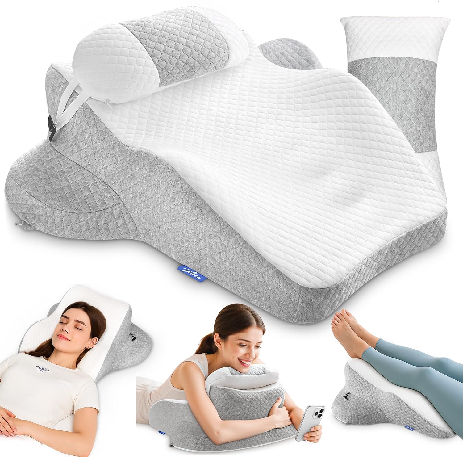 Zikee Ergonomic Multi-Positional Wedge Pillow for Stomach Sleepers, Scientific Zoning Design for Effective Shoulder & Back, Memory Foam Bo…