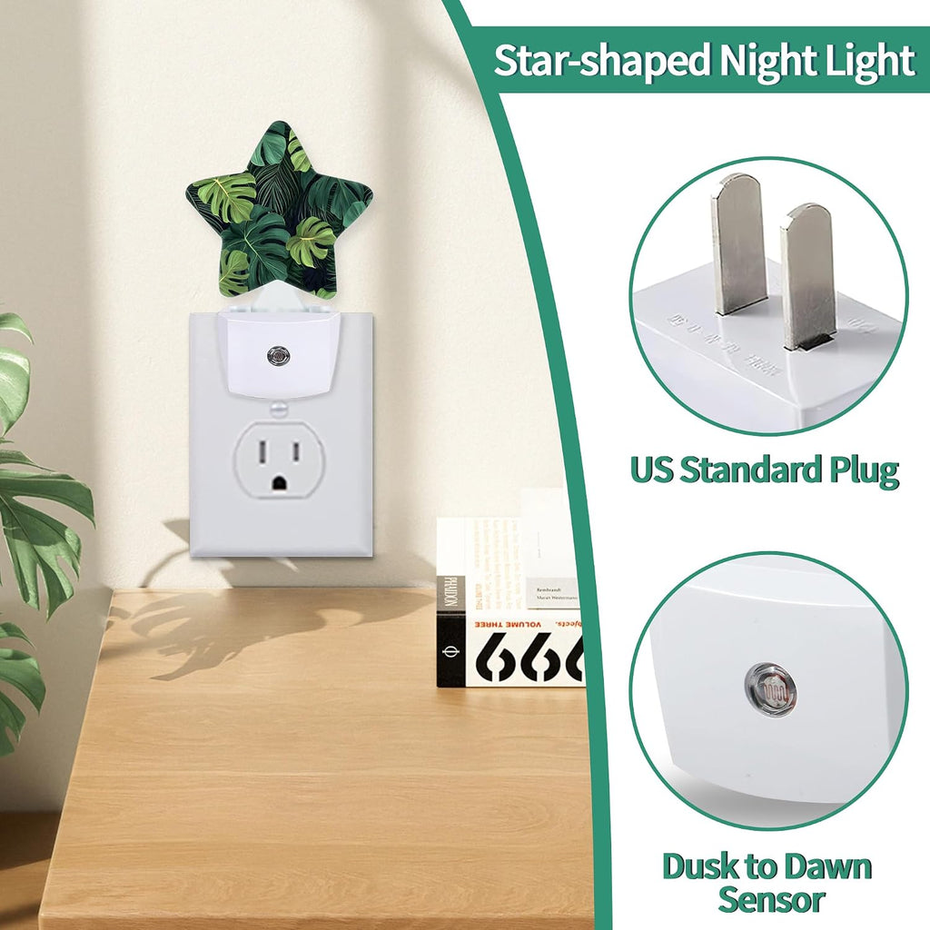 Palm Leaves Star Night Light Plug in, Soft Glow Night Light for Kids Bedroom Nursery, Gentle Warm Light for Sleep, Compact Lamp for…
