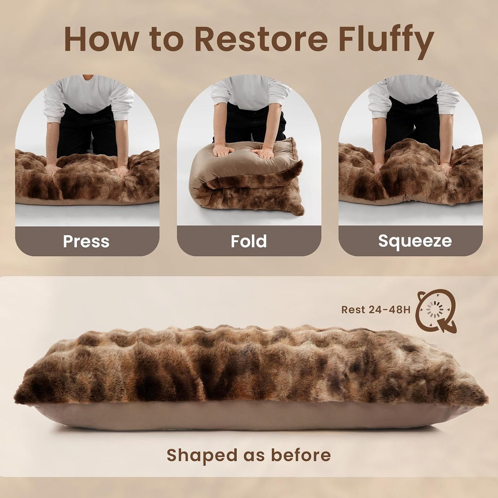 Zonli Fluffy Body Pillow for Adults, Fuzzy Faux Fur Body Pillow with Shredded Memory Foam, Adjustable Support for Side Sleepers, Pregnancy…