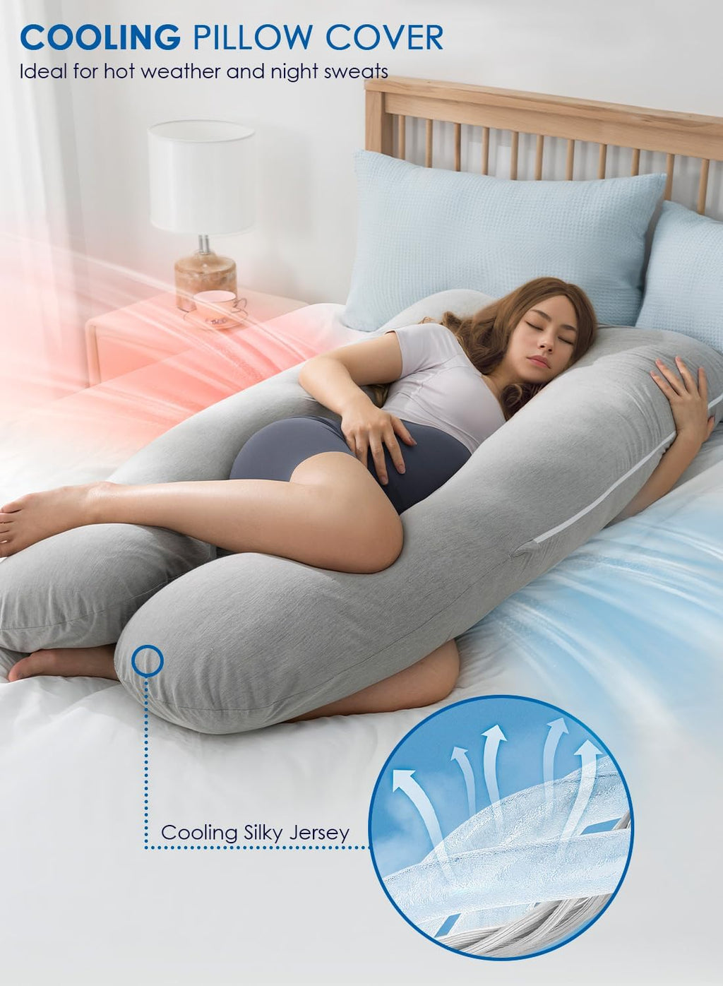 QUEEN ROSE Pregnancy Pillows, Cooling Maternity Pillow for Sleeping, 55in U Shaped Body Pillow for Pregnant Support, with Removable Silky…