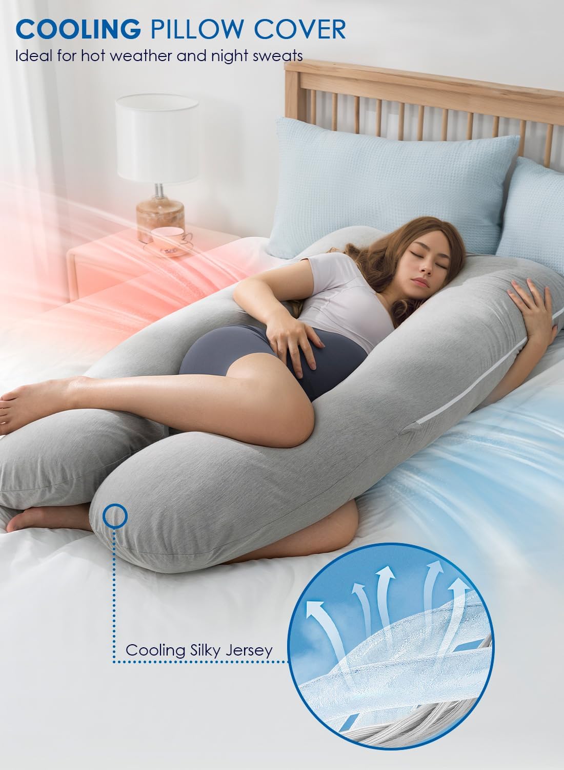 QUEEN ROSE Pregnancy Pillows, Cooling Maternity Pillow for Sleeping, 55in U Shaped Body Pillow for Pregnant Support, with Removable Silky…