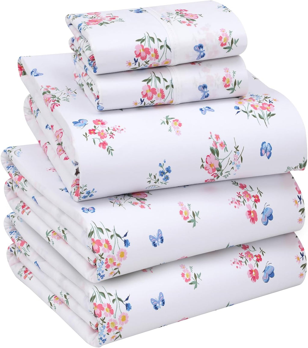 Ruvanti 100% Cotton Percale Sheets Split King Size – Crisp Cooling Bed Sheets for Hot Sleepers, Deep Pocket 16”, Soft Breathable & Durable…