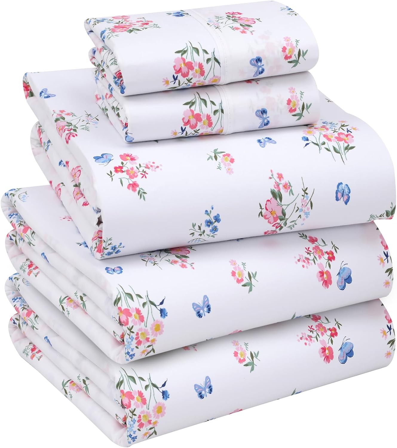 Ruvanti 100% Cotton Percale Sheets Split King Size – Crisp Cooling Bed Sheets for Hot Sleepers, Deep Pocket 16”, Soft Breathable & Durable…