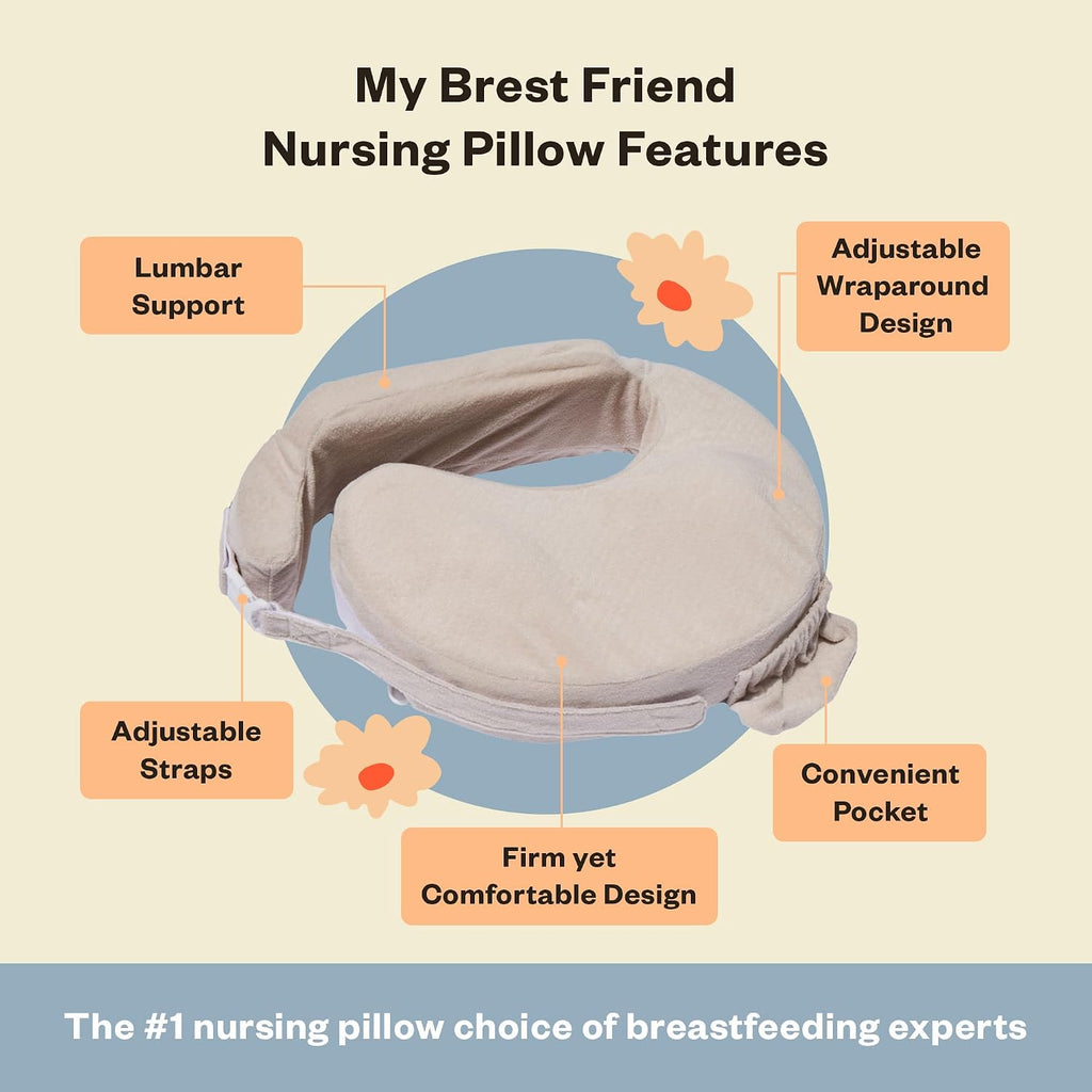 MyBrestFriend My Brest Friend Nursing Pillow - Deluxe - Enhanced Comfort w/Slipcover - Ergonomic Design for Breastfeeding Support for Mom &…