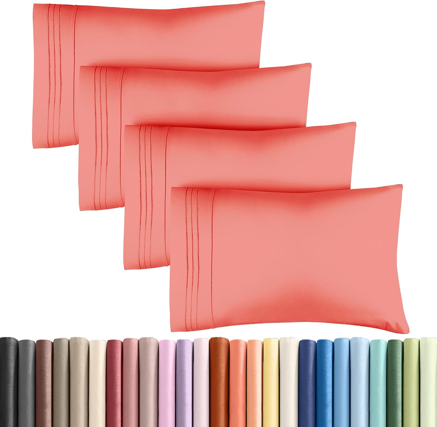Queen Pillow Cases Set of 4 - Ultra Soft Hotel Quality Pillowcase Covers - Comfy, Cozy & Wrinkle Free - Shrinkage, Stain and Fade…
