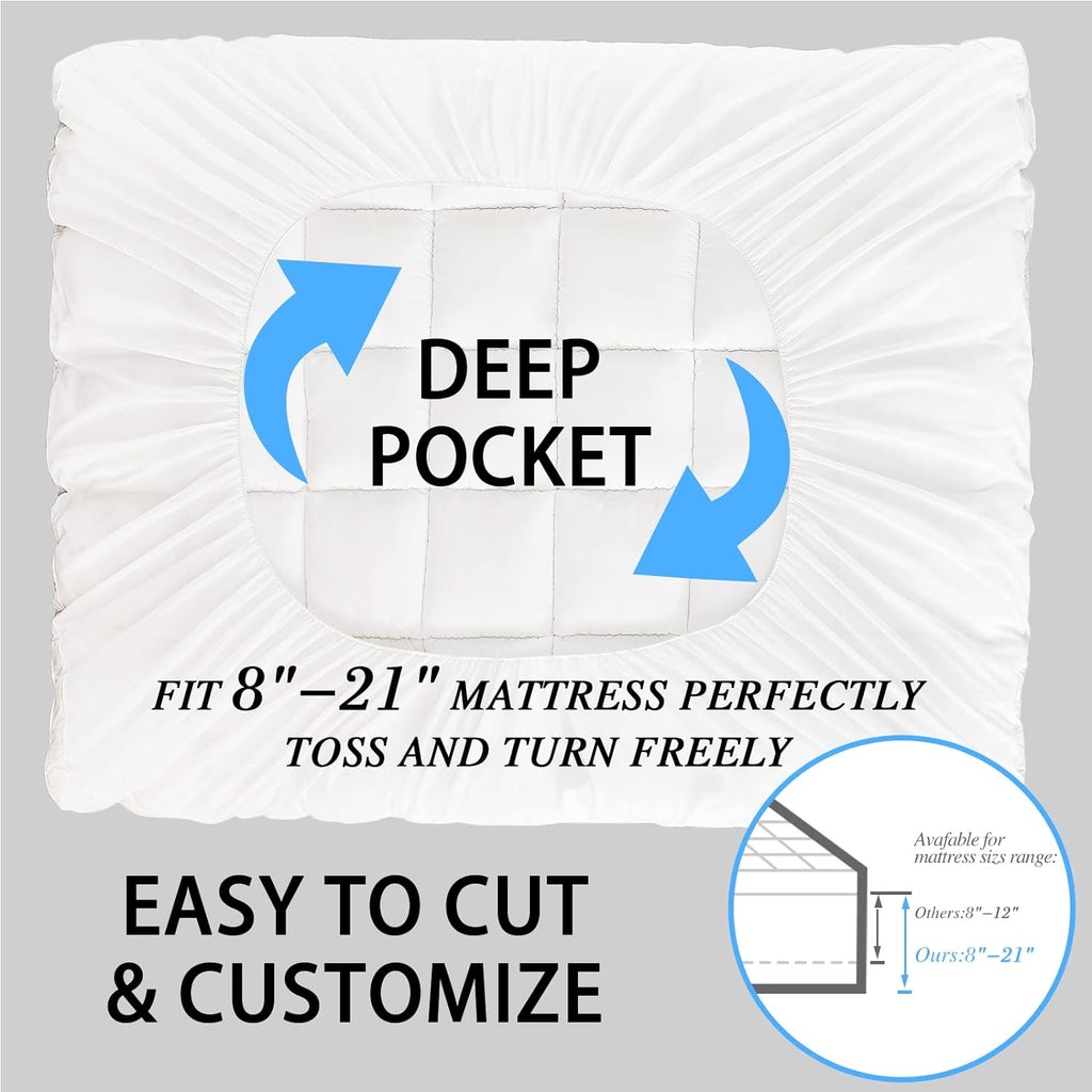 CYMULA RV King Mattress Topper - Extra Thick Cooling Mattress Pad Cover for Back Pain - Soft Mattress Protector Firm Bed Topper Pillow…