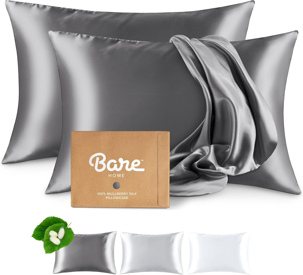BareHome Bare Home 100% Mulberry Silk Pillowcase for Hair and Skin - Ultra 6A Grade 19 Momme Silk Pillow Case - Hidden Zipper - Breathable…