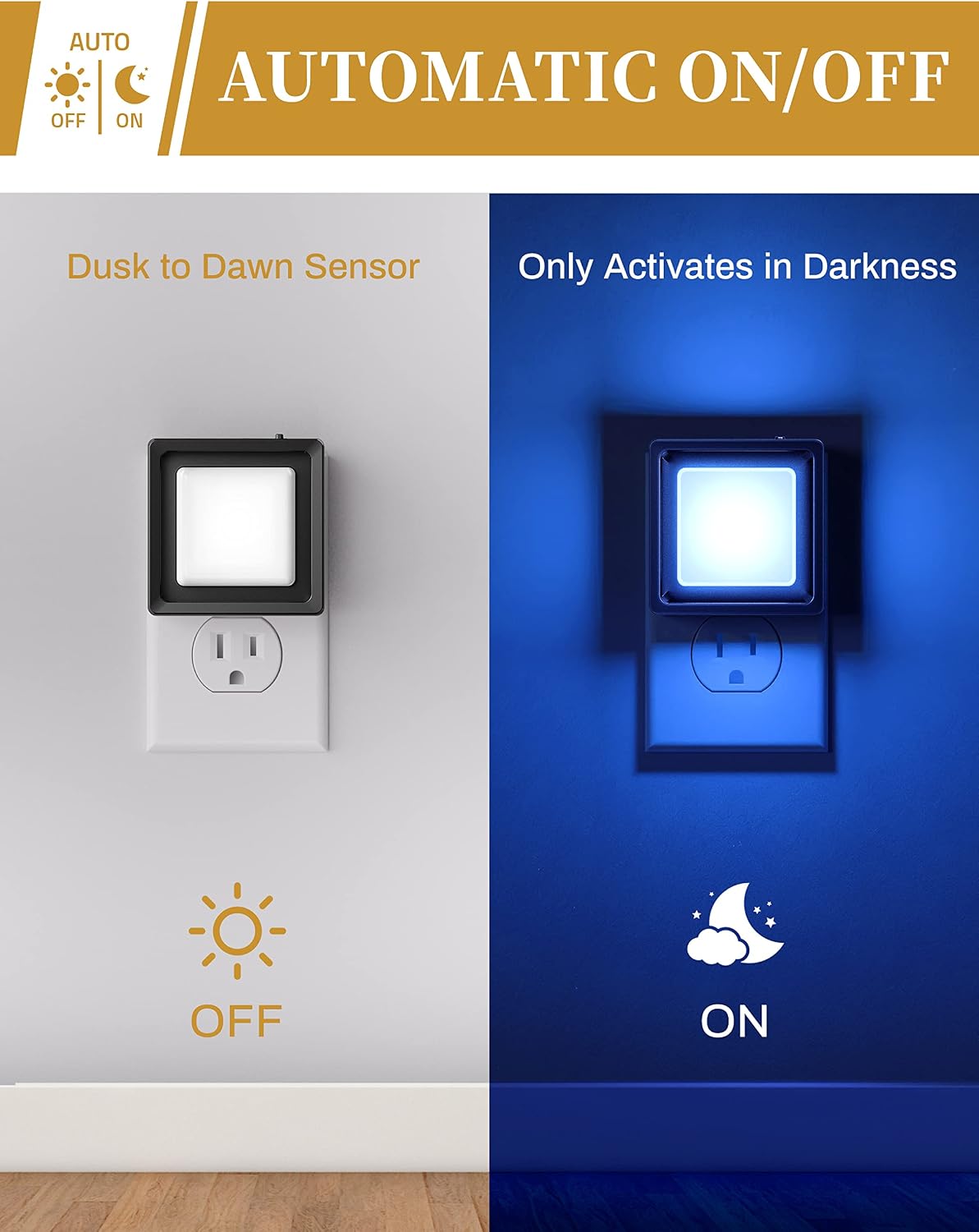 DORESshop Blue Night Light [2 Pack], Night Lights Plug Into Wall, Night Light Dusk to Dawn Sensor, LED NightLight Adjustable Brightness…