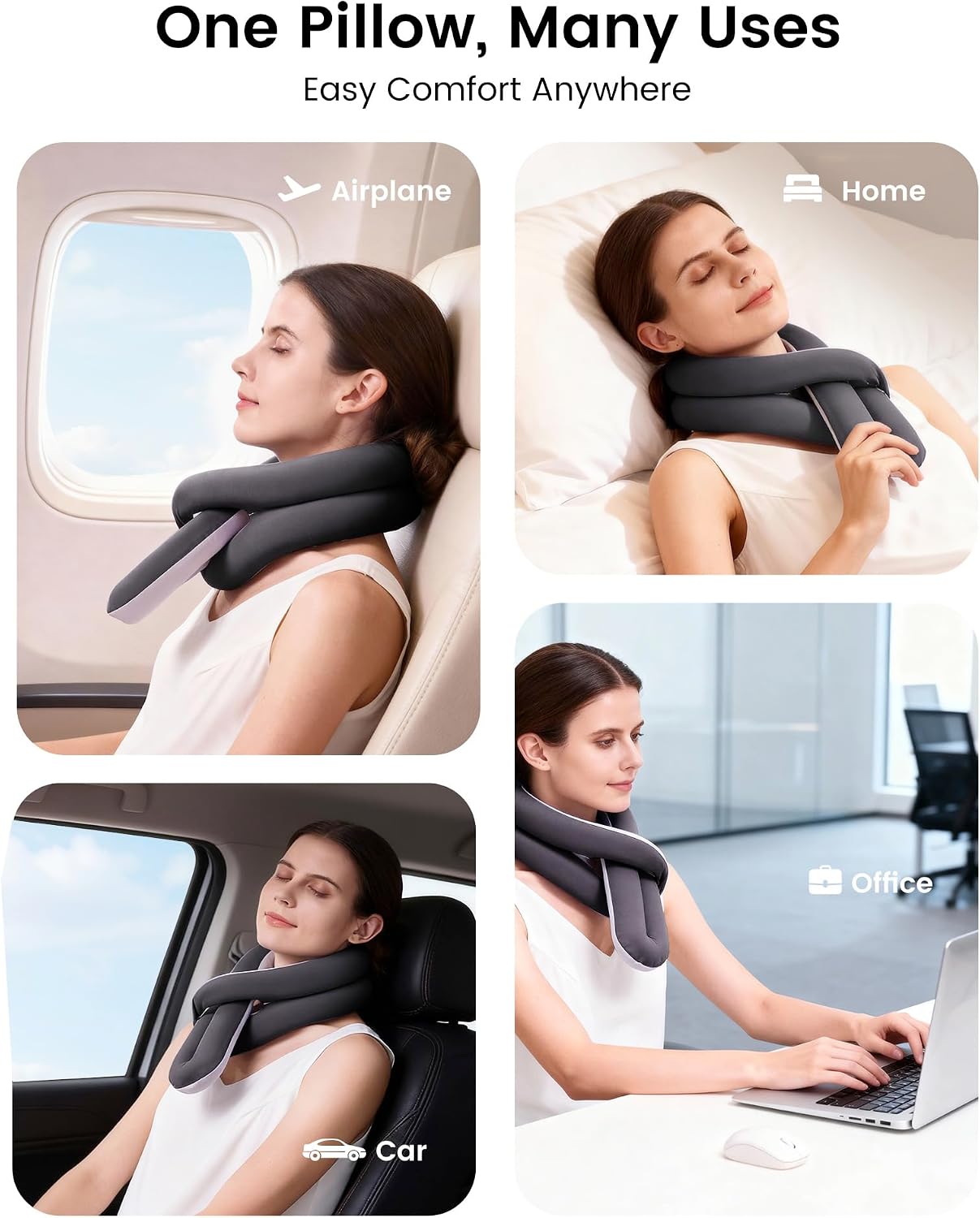 KPNEOL Travel Pillow, Neck Pillow – Ergonomic Memory Foam Pillow for Airplane, Adjustable & Ultra-Lightweight with Dual-Sided Fabric for…