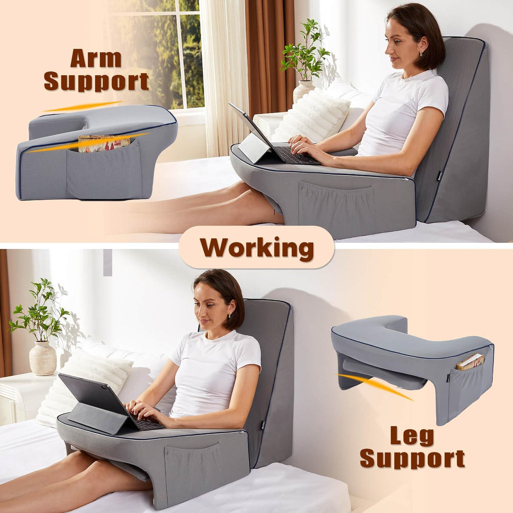 cooloo8 Reading Pillow for Bed, Gaming Pillow for Lap, Petite Adults, Teens Arm Rest Pillow, Memory Foam Lap Desk Pillow for Reading, Worki…