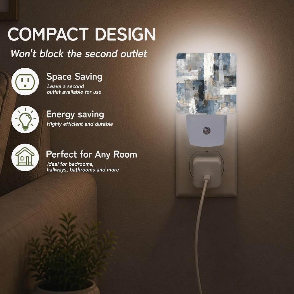Abstract Grunge Teal Night Light, Night Lights Plug into Wall with Dusk to Dawn Sensor for Bedroom Bathroom Hallway Kitchen, Decorative…