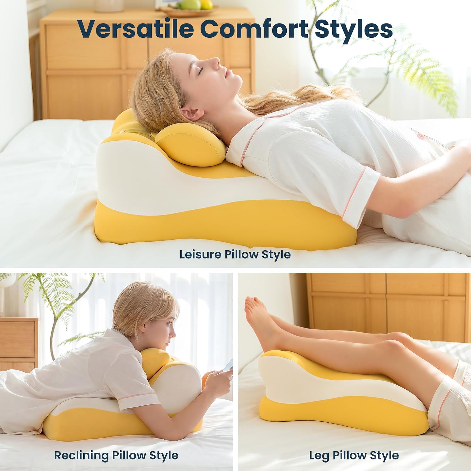 SLEEP ZONE Memory Foam Reading Pillow, Multi-Position Support Bed Pillow for Petite Adults, Reading Tools, Pillows Prone Back and Knee…
