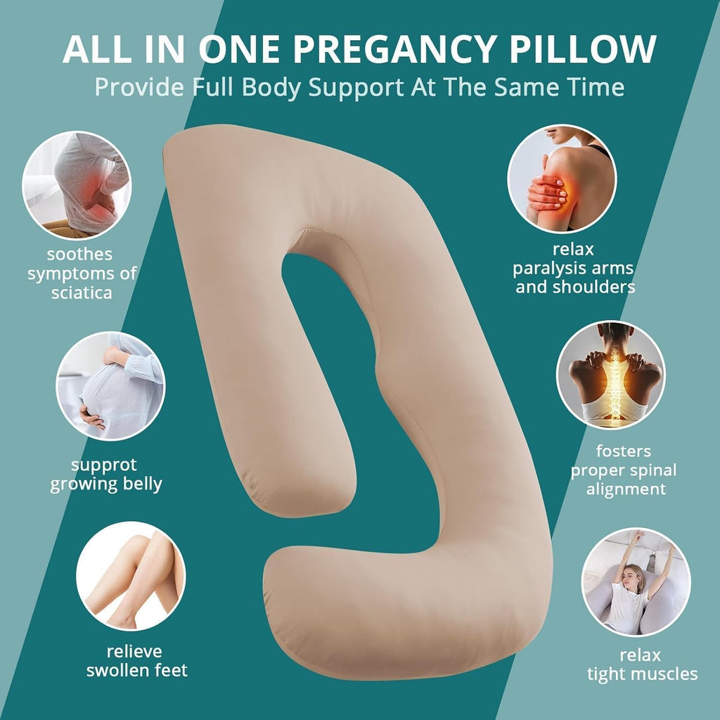 Sasttie Pregnancy Pillows for Sleeping, U Shaped Cooling Full Body Pillow with Removable Cover, Pregnant Women Must Haves, Maternity Essent…