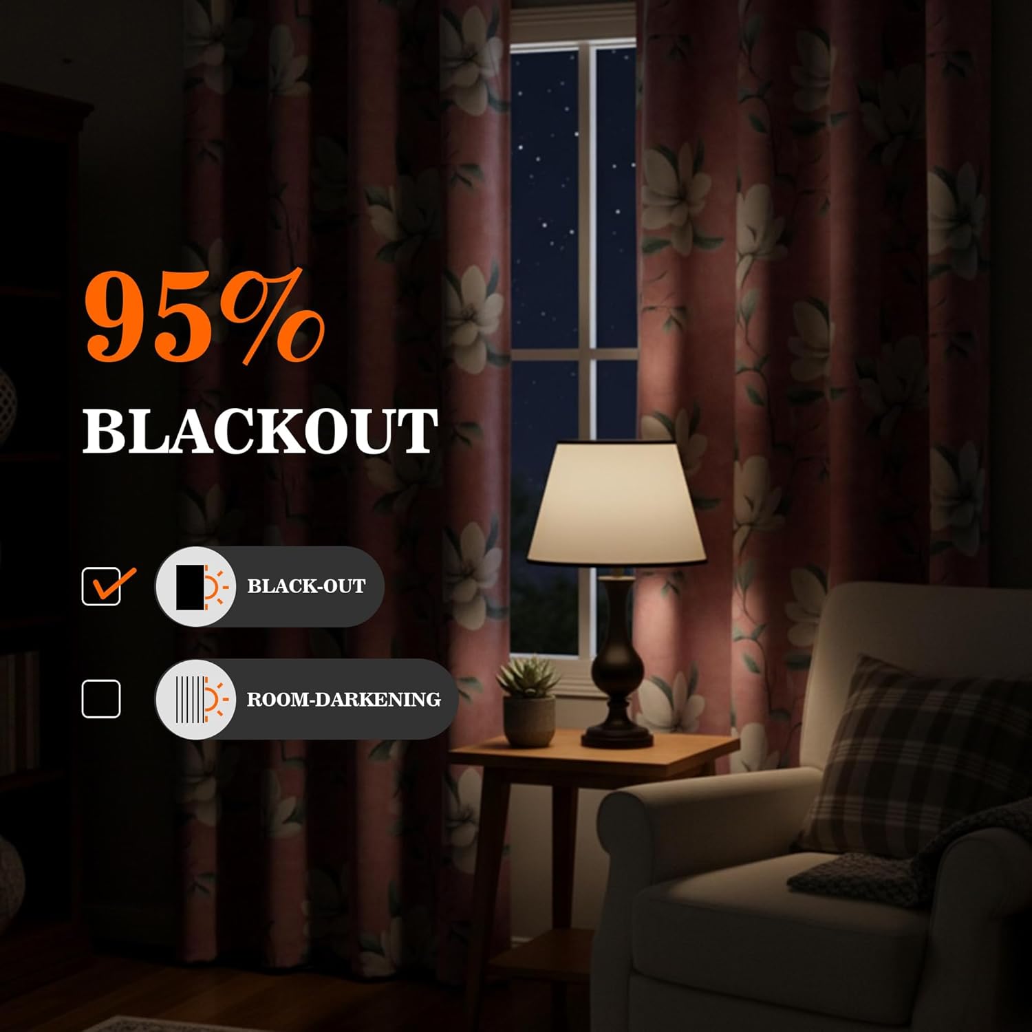 Myskyhome MYSKY HOME Floor to Ceiling Floral Blackout Curtains 96 Inches Long 2 Panels Set for Girls Room - Black Out Thermal Insulated Ene…