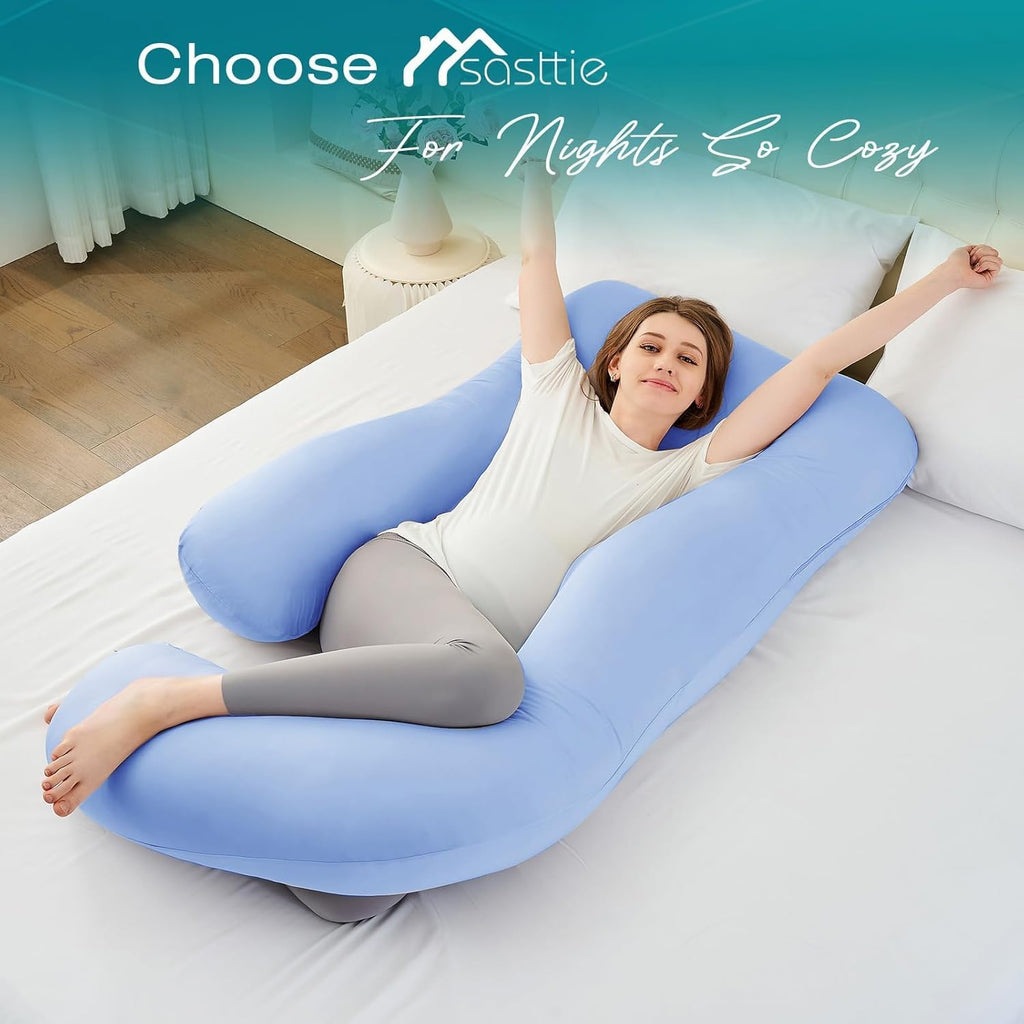 Sasttie Pregnancy Pillows for Sleeping, Jumbo U Shaped Cooling Full Body Pillow with Removable Cover, Pregnant Women Must Haves, Maternity…