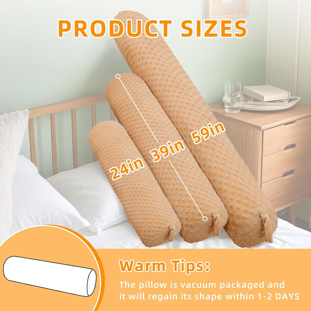 Long Bolster Pillows Plush Round Body Pillow Soft Cylinder Cervical Roll Cushion with Removable Washable Cover, Back Neck Spine Relief…