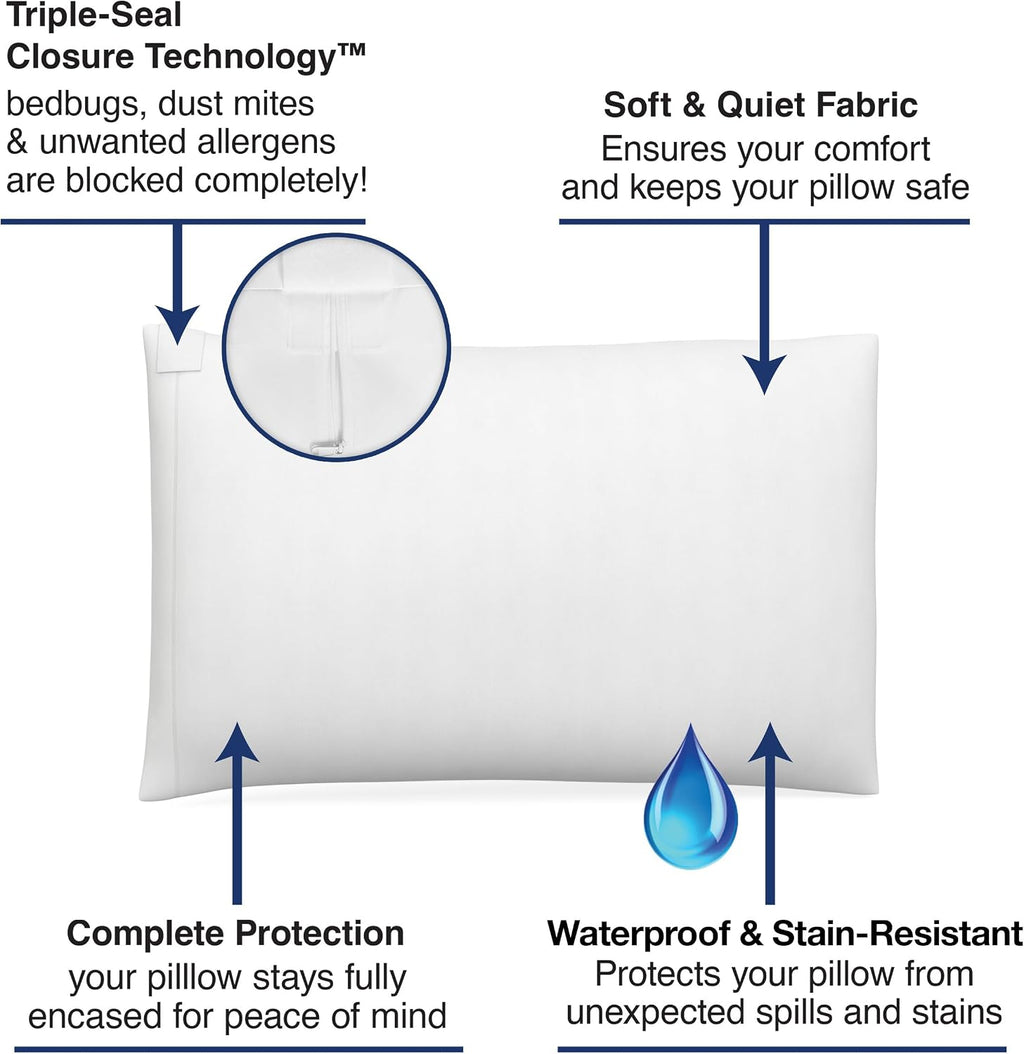 Bed Bug Blocker FRE14602WHIT09 Pillow Protectors, King, White
