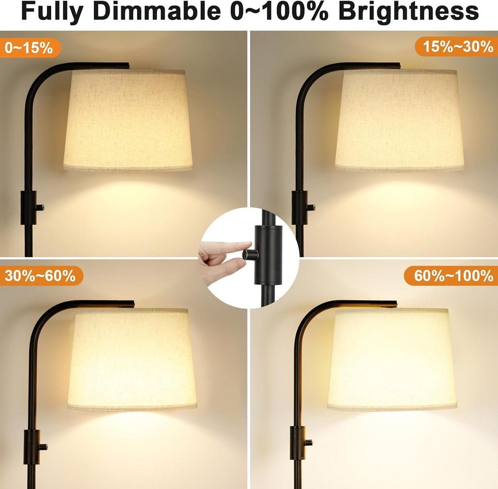 Ambimall Fully Dimmable Floor Lamp - Floor Lamps with 9W LED Bulb, Standing Lamps for Living Room with Adjust Head, Modern Standing Tall…