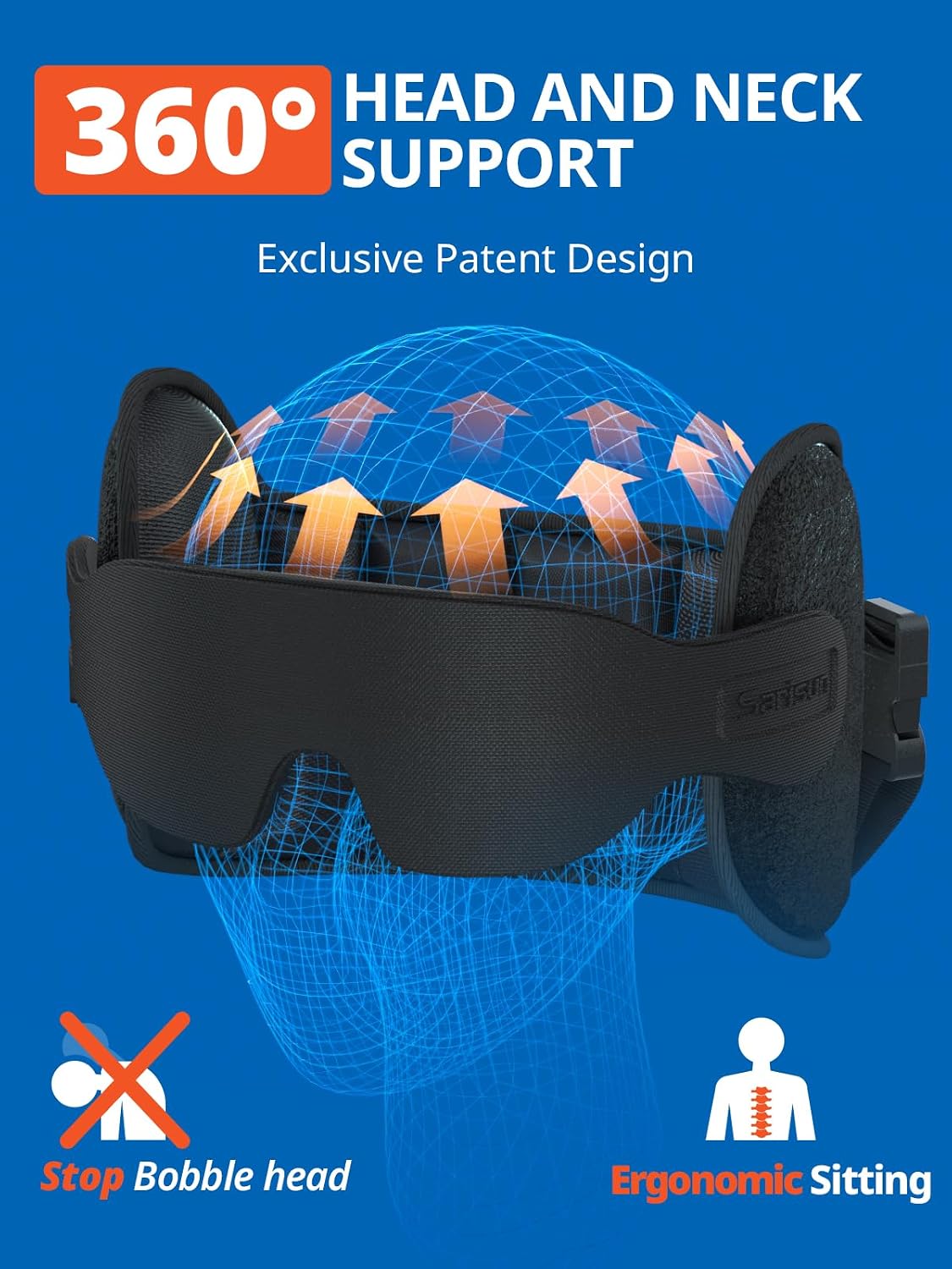 SARISUN Upgraded Travel Pillow, U-Shaped Airplane Head Strap for All Heights, 360° Support, 3D Sleep Mask, 100% Light Blocking, Long…