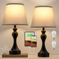 Seealle Touch Lamps for Nightstand - Bedside Lamps Set of 2, 3 Way Dimmable, USB C+A for Bedroom & End Tables (Black&Grey)