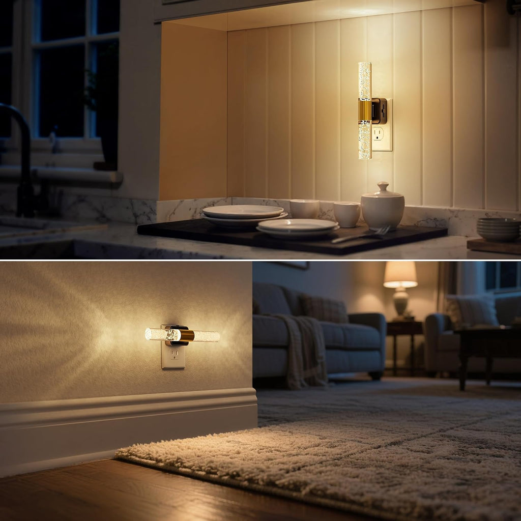 DORESshop LED Night Light, Rotating Night Lights Plug into Wall, Auto Light Sensor Nightlight Dimmable, 3000K Soft Light, LED Acrylic…
