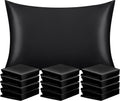 Ntbay 12 Pack Satin Queen Pillowcases for Hair and Skin, Luxurious and Silky Pillow Cases with Envelope Closure, 20 x 30 Inches, Black 12 P…